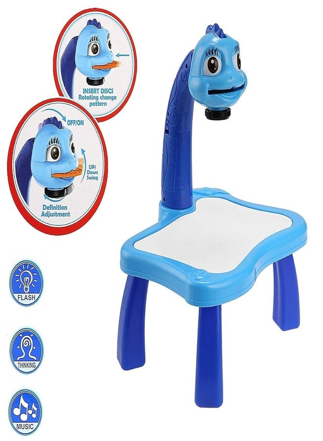 DHARNIX Smart Projection Drawing Board with Music Include Art Supplies Doodle Table Kit | Trace and Draw Projector Toy for Kids Age 3+ (Blue) - Image 2