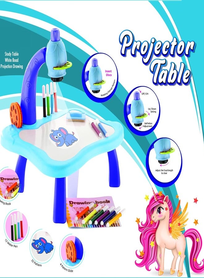 DHARNIX Smart Projection Drawing Board with Music Include Art Supplies Doodle Table Kit | Trace and Draw Projector Toy for Kids Age 3+ (Blue) - Image 4