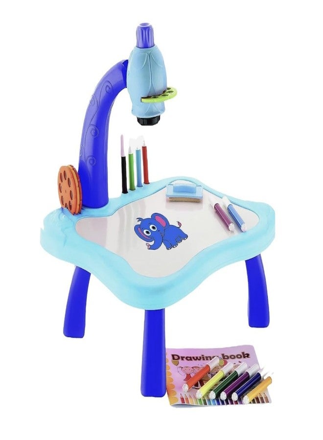DHARNIX Smart Projection Drawing Board with Music Include Art Supplies Doodle Table Kit | Trace and Draw Projector Toy for Kids Age 3+ (Blue) - Image 1