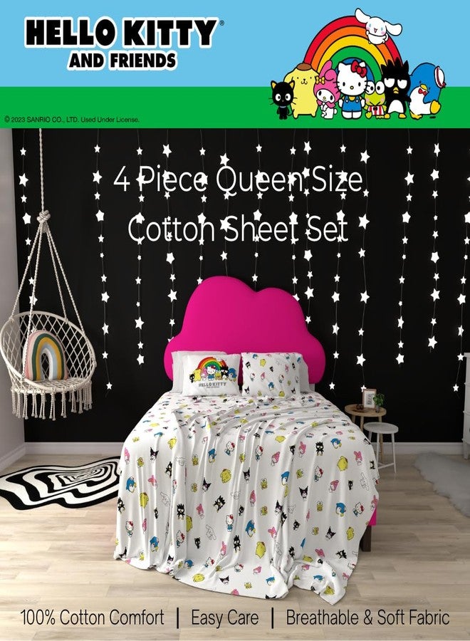 Franco Collectibles Hello Kitty & Friends Bedding Super Soft Cozy Cotton 4 Piece Queen Sheet Set, (Officially Licensed Product) by Franco - Image 3