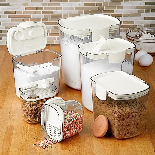 Progressive ProKeeper Baker's Airtight Kitchen Storage Canister Container Set for Flour, Sugar & More, Keeps Ingredients Fresh, with Accessories (White, 6- Piece) - Image 3