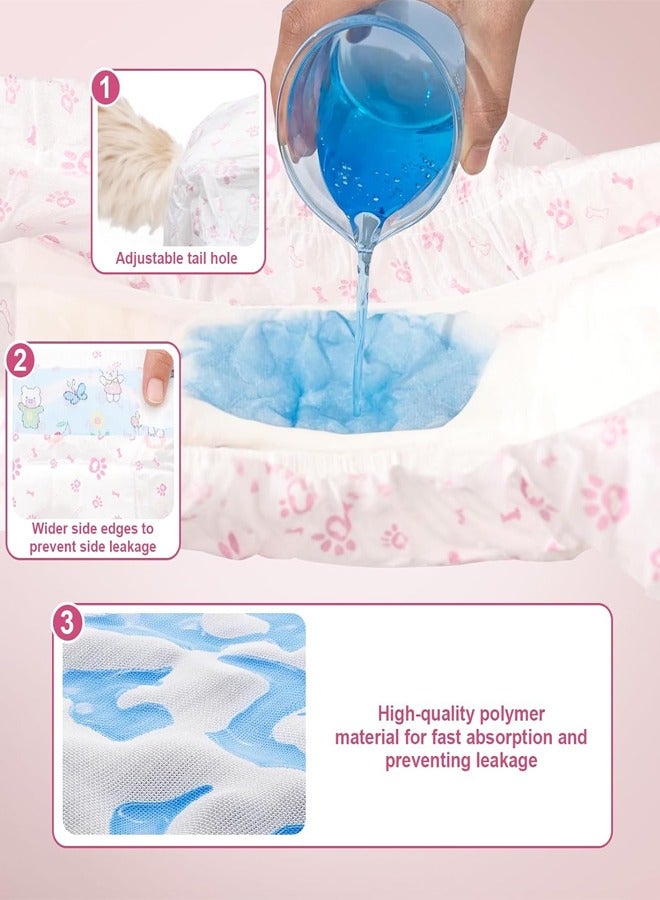 Generic Disposable Dog Diapers Dog Diapers Pet Diapers Absorbent Pads Female Dog Stretch Dog Diapers Full Waist Coverage Super Absorbent Leakproof Female Dog Diapers  - Image 3