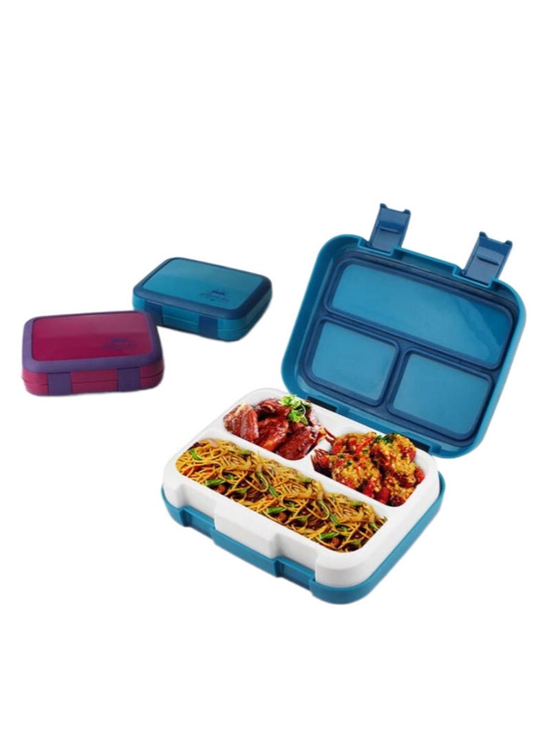 XiuWoo - Three-Compartment Bento Lunch Box Fast Food Box Set Insulated Carrying Box-Blue - Image 1