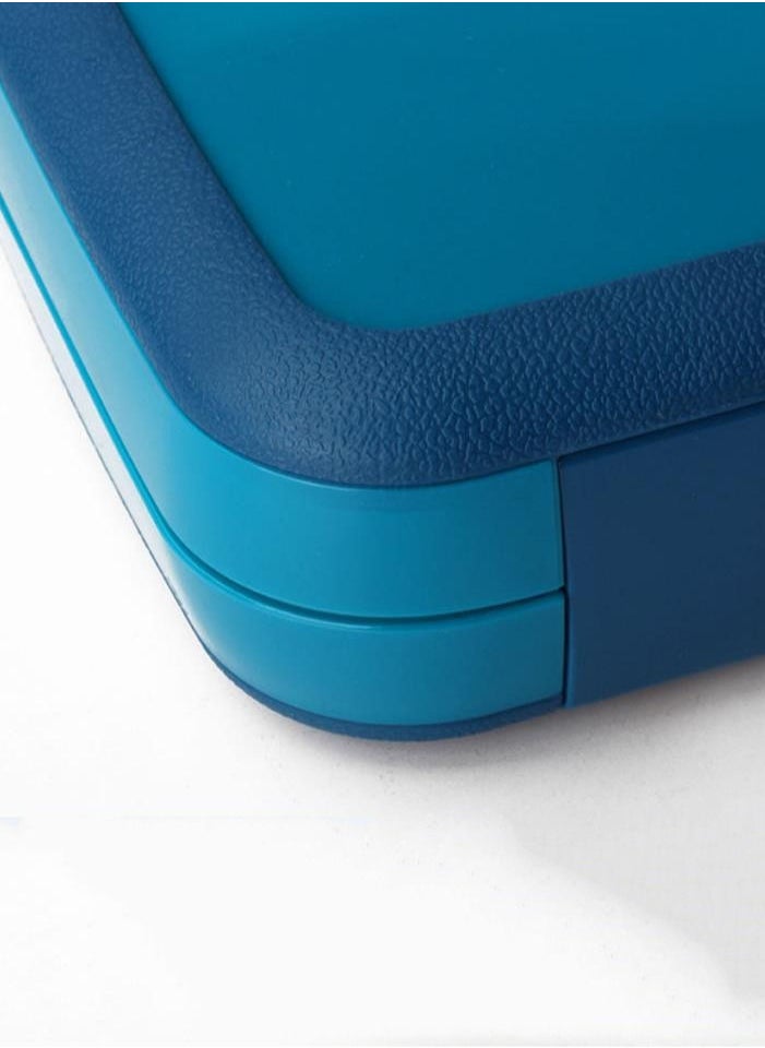 XiuWoo - Three-Compartment Bento Lunch Box Fast Food Box Set Insulated Carrying Box-Blue - Image 1
