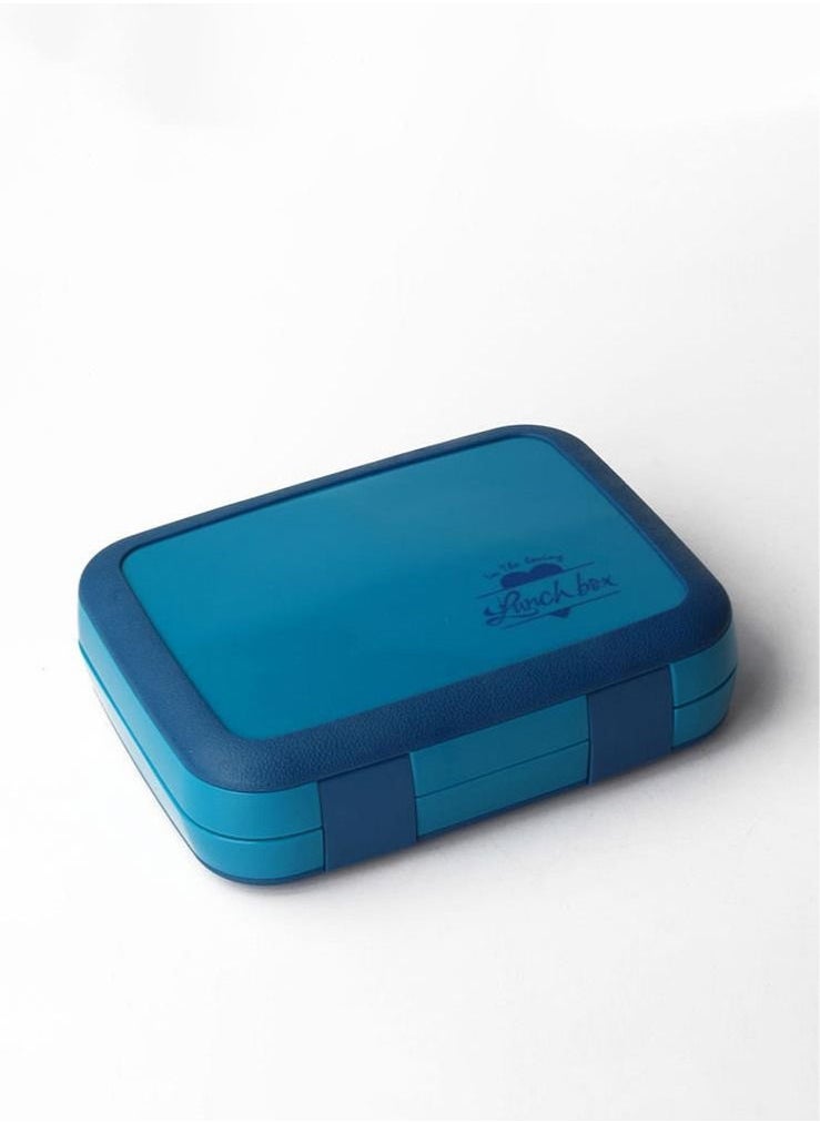 XiuWoo - Three-Compartment Bento Lunch Box Fast Food Box Set Insulated Carrying Box-Blue - Image 1