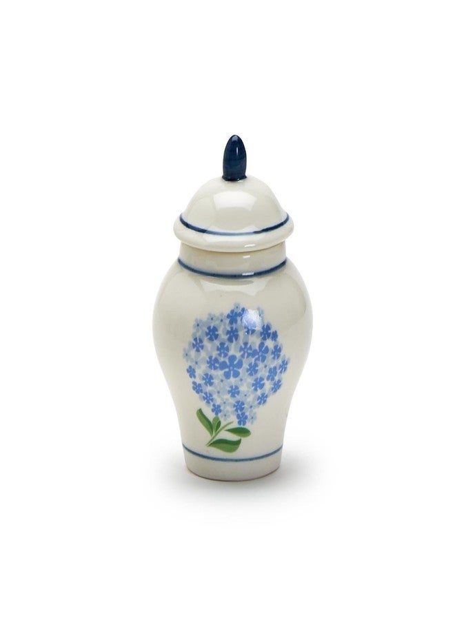 Two's Company Hydrangea Ginger Jar & Bamboo Cocktail Picks Set - Elegant Ceramic Decor Piece with 20 Eco-Friendly Picks for Entertaining, Blue - Image 5