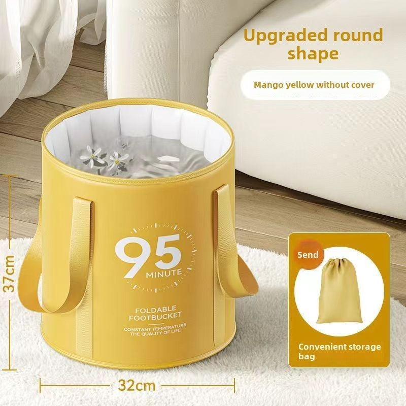 Foldable Foot Bath Bag, Heightened Calf Foot Bath Bucket, Household Foot Bath, Portable Foot Bath Artifact, Over-the-knee Deep Bucket(No cover - mango yellow) - Image 4