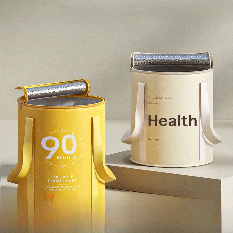 Foldable Foot Bath Bag, Heightened Calf Foot Bath Bucket, Household Foot Bath, Portable Foot Bath Artifact, Over-the-knee Deep Bucket(No cover - mango yellow) - Image 2