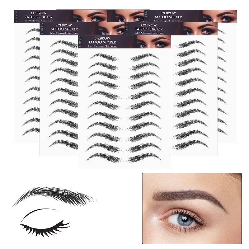 Molain 4D Hair-Like Eyebrow Tattoos Stickers 6 Sheets Waterproof Long-lasting Eyebrow Transfers Stickers Peel Off Eyebrow Sticker for Eyebrow Grooming Shaping 1 Style 66 Pairs Black - Image 2