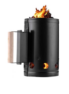 أي كي دي سي AKDC BBQ الفحم مدخنة كاتب ، شواء الموقد الملحقات فحم حجري الشواء مقبلات الفحم للطبخ في الهواء الطلق الشواء الشواء السريع قوالب النار يمكن للمبتدئين الأسود مع مقبض خشبي  - Image 1