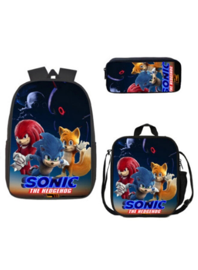 SONIC Labubu backpack pencil case satchel three-piece suit men and women leisure sports travel backpack student school backpack - Image 1
