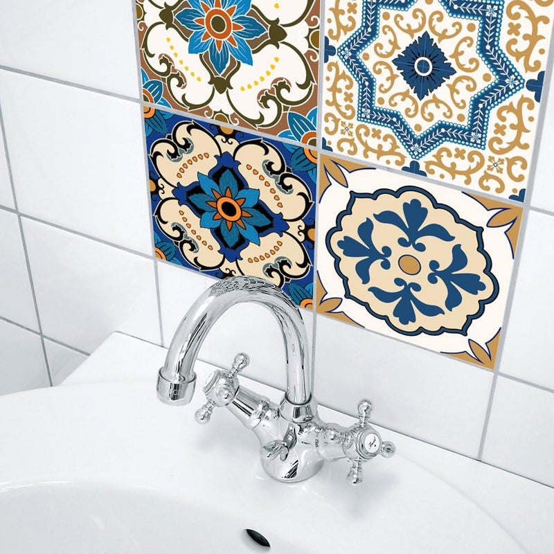 Alwayspon Floor Wall Tile Transfers Sticker for Home Decor, Peel & Stick self-Adhesive splashback, Tile Decals for Living Room Kitchen Bathroom Decor, 10 Piecesx20x20cm, Moroccan - Image 4