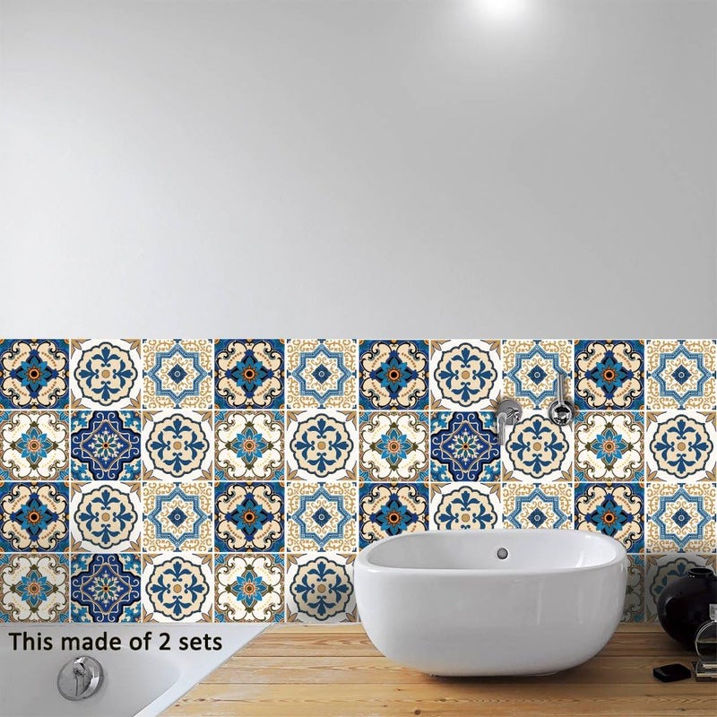 Alwayspon Floor Wall Tile Transfers Sticker for Home Decor, Peel & Stick self-Adhesive splashback, Tile Decals for Living Room Kitchen Bathroom Decor, 10 Piecesx20x20cm, Moroccan - Image 3