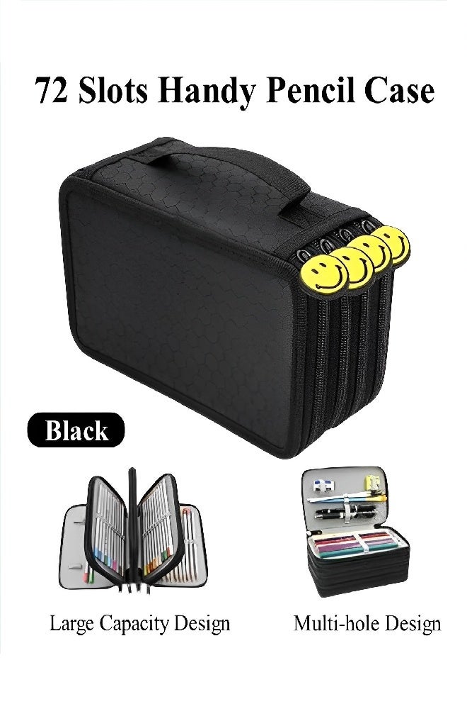 HALAMODO Pen Pencil Case Large Capacity Canvas Storage Pouch Big Capacity Pencils Pouch Organizer Potable Pencil Box with 4 Layer Zipper and 72 Holders Gift for School Office College Student Adult - Image 1