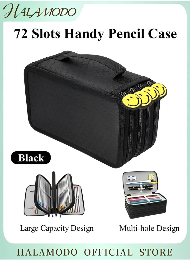 HALAMODO - Pen Pencil Case Large Capacity Canvas Storage Pouch Big Capacity Pencils Pouch Organizer Potable Pencil Box with 4 Layer Zipper and 72 Holders Gift for School Office College Student Adult - Image 1