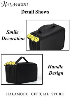 HALAMODO Pen Pencil Case Large Capacity Canvas Storage Pouch Big Capacity Pencils Pouch Organizer Potable Pencil Box with 4 Layer Zipper and 72 Holders Gift for School Office College Student Adult  - Image 2