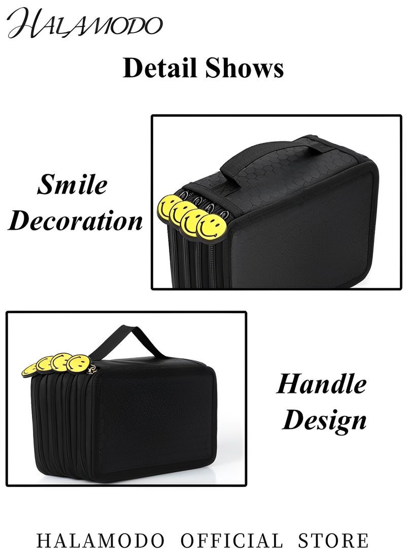 HALAMODO - Pen Pencil Case Large Capacity Canvas Storage Pouch Big Capacity Pencils Pouch Organizer Potable Pencil Box with 4 Layer Zipper and 72 Holders Gift for School Office College Student Adult - Image 1