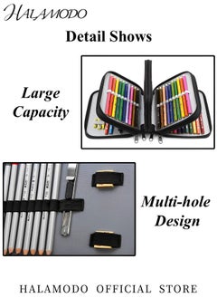 HALAMODO Pen Pencil Case Large Capacity Canvas Storage Pouch Big Capacity Pencils Pouch Organizer Potable Pencil Box with 4 Layer Zipper and 72 Holders Gift for School Office College Student Adult  - Image 3