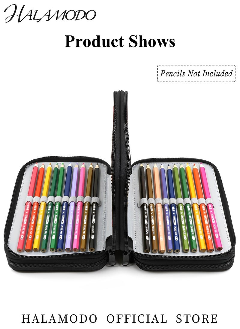 HALAMODO - Pen Pencil Case Large Capacity Canvas Storage Pouch Big Capacity Pencils Pouch Organizer Potable Pencil Box with 4 Layer Zipper and 72 Holders Gift for School Office College Student Adult - Image 1
