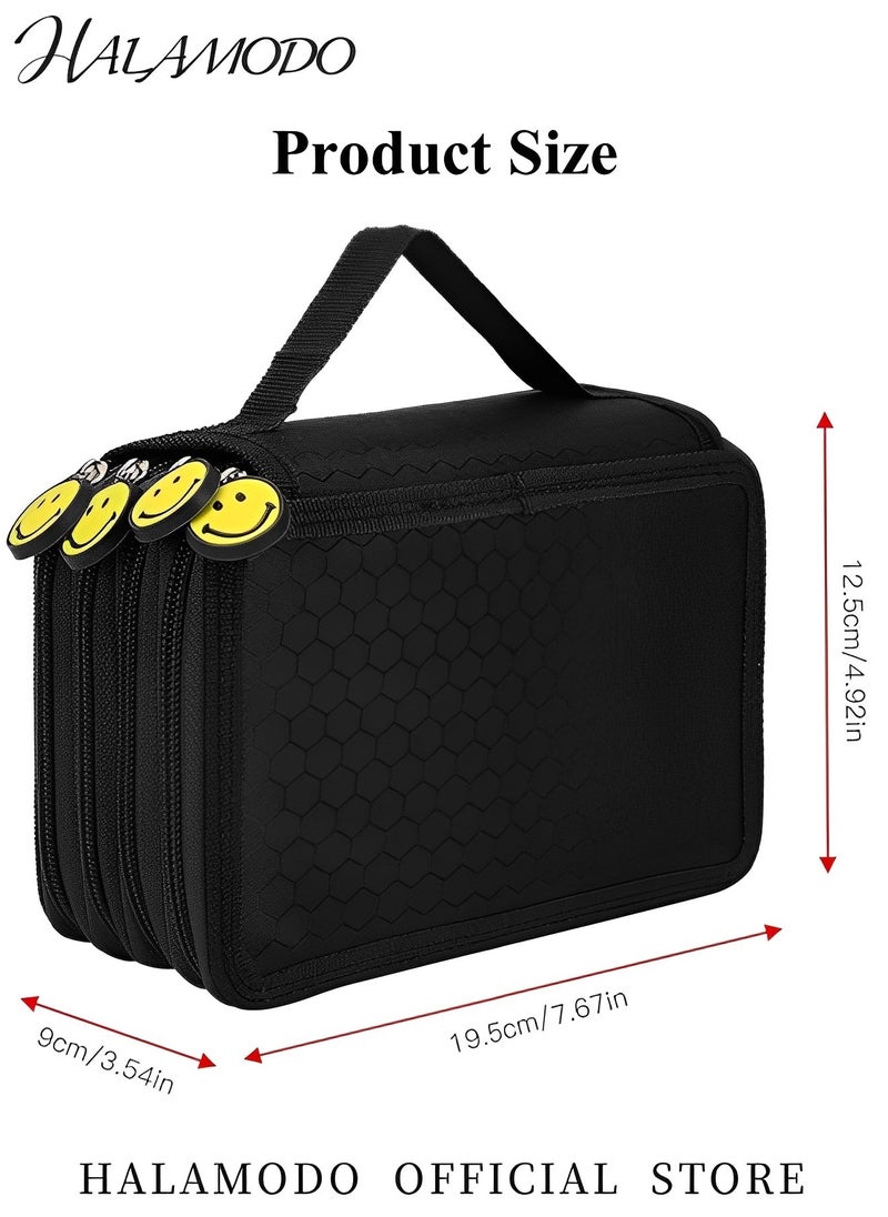 HALAMODO - Pen Pencil Case Large Capacity Canvas Storage Pouch Big Capacity Pencils Pouch Organizer Potable Pencil Box with 4 Layer Zipper and 72 Holders Gift for School Office College Student Adult - Image 1