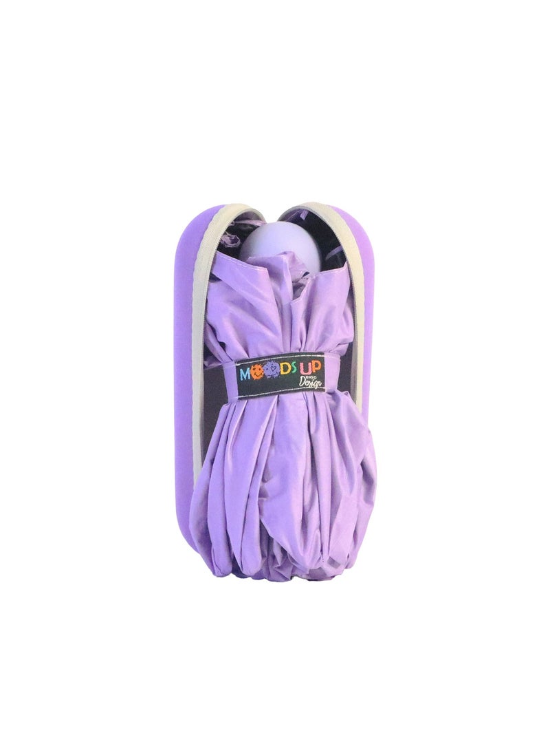 بيج ديزاين مظلة بيج ديزاين مودز أب أرجوانية صغيرة، فتح وإغلاق يدوي، مقاومة للرياح، حجم صغير، تصميم أنيق - Image 5