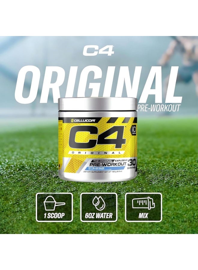 C4  Cellucor Cellucor C4 Pre-Workout Powder 30 Servings | Icy Blue Razz | Energy, Focus, Endurance & Pump | Explosive Formula - Image 2