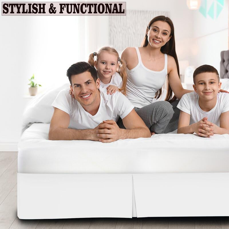 TSM BEDDING Pleated Bed Skirt Queen Size 60x72 15 Inch Drop with Platform Design for Secure Fit Split Corners WrinkleResistant Microfiber for Modern Stylish Look Tailored Bedding Looks White - Image 5