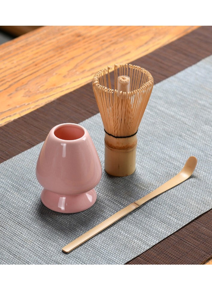 Oasis Casa 4Pcs Matcha Tea Whisk Set, Japanese Matcha Tea Kit, Traditional Matcha Ceremony Teaware Including Ceramic Bowl, Bamboo Tea Scoop, Bamboo Whisk, Ceramic Whisk Holder (Pink)  - Image 2
