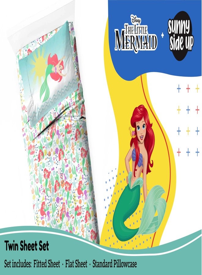 Sunny Side Up Disney The Little Mermaid Twin Sheet Set - 3 Piece Kids Bedding Set Includes Pillow Cover - Super Soft Ariel Microfiber Sheets - Image 2