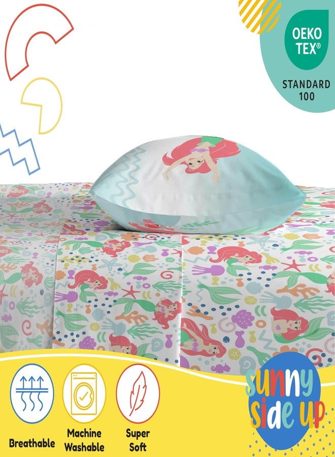 Sunny Side Up Disney The Little Mermaid Twin Sheet Set - 3 Piece Kids Bedding Set Includes Pillow Cover - Super Soft Ariel Microfiber Sheets - Image 4
