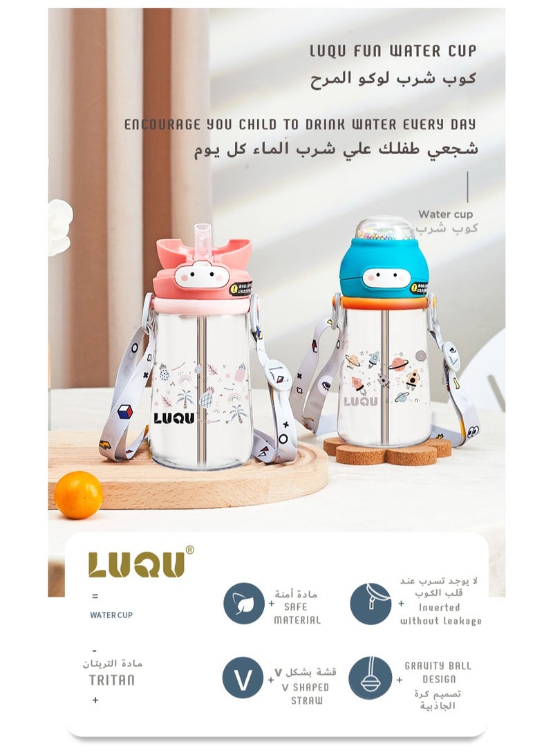 لوكو كوب شرب لوكو للأطفال الصغار، كوب بقشة للأطفال، زجاجة مياه للأطفال مع فوهة سيليكون ناعمة، كوب بقشة مرجحة مقاومة لتسرب المياه بزاوية 360 درجة، كوب شرب مستقل للأطفال الصغار، 400 مل - Image 2