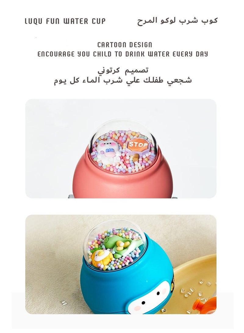 لوكو كوب شرب لوكو للأطفال الصغار، كوب بقشة للأطفال، زجاجة مياه للأطفال مع فوهة سيليكون ناعمة، كوب بقشة مرجحة مقاومة لتسرب المياه بزاوية 360 درجة، كوب شرب مستقل للأطفال الصغار، 400 مل - Image 3