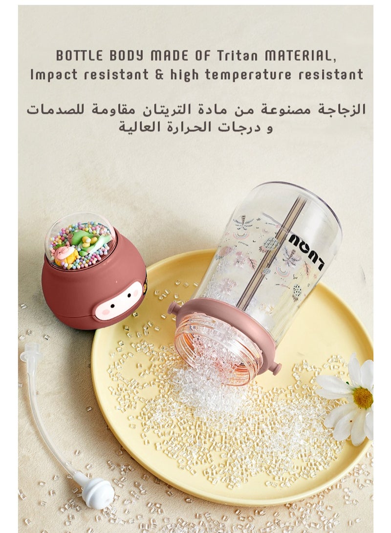 لوكو كوب شرب لوكو للأطفال الصغار، كوب بقشة للأطفال، زجاجة مياه للأطفال مع فوهة سيليكون ناعمة، كوب بقشة مرجحة مقاومة لتسرب المياه بزاوية 360 درجة، كوب شرب مستقل للأطفال الصغار، 400 مل - Image 4