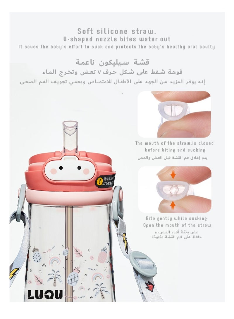 لوكو كوب شرب لوكو للأطفال الصغار، كوب بقشة للأطفال، زجاجة مياه للأطفال مع فوهة سيليكون ناعمة، كوب بقشة مرجحة مقاومة لتسرب المياه بزاوية 360 درجة، كوب شرب مستقل للأطفال الصغار، 400 مل - Image 5
