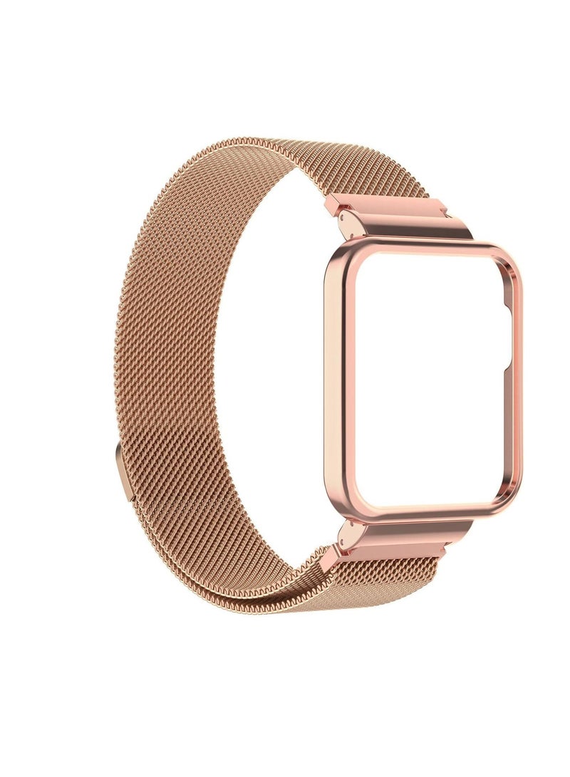 2 in 1 Stainless Steel Watch Band with Cover for Xiaomi Mi Watch Lite / Redmi Watch (Rose Gold) - Image 2