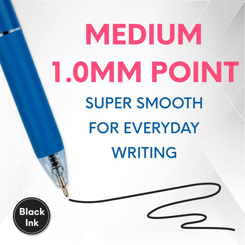 FLEXOFFICE 10-Count Retractable Ballpoint Pens, Black Ink, Medium Point 1.0mm, Pastel Color Barrels with Soft Contoured Grip|Christmas Gifts for Coworkers, Teachers, Friends - Image 2