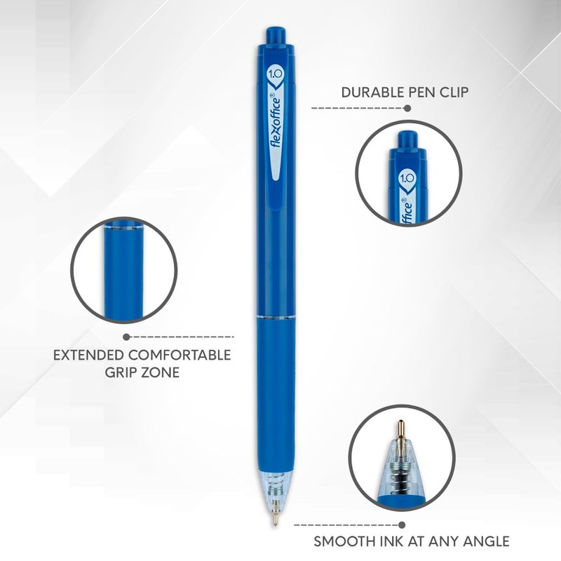 FLEXOFFICE 10-Count Retractable Ballpoint Pens, Black Ink, Medium Point 1.0mm, Pastel Color Barrels with Soft Contoured Grip|Christmas Gifts for Coworkers, Teachers, Friends - Image 3