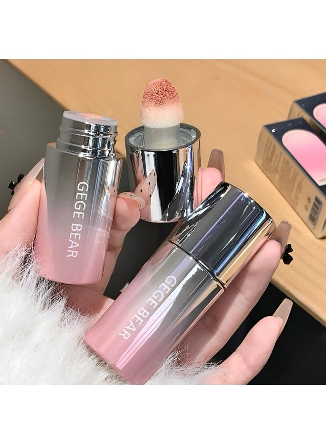 Gege Bear Water Velvet Blush | Built-In Applicator Brush | Long-Wearing Formula | Pink Coral Cheek Stain | Liquid Cheek Tint | Soft Girl Makeup Essential | Easy Blend Technology | Natural Flush Effect | Easy Blend Technology | Buildable Coverage | Kawaii Beauty Products for Women (02# Milk Peach, 7g) - Image 1