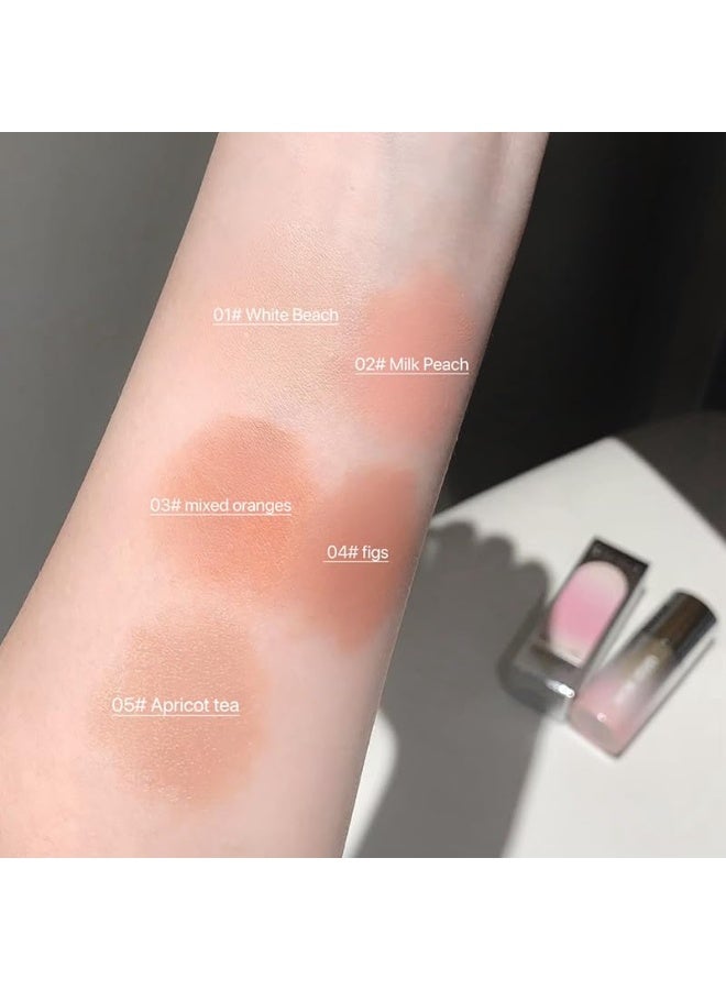 Gege Bear Water Velvet Blush | Built-In Applicator Brush | Long-Wearing Formula | Pink Coral Cheek Stain | Liquid Cheek Tint | Soft Girl Makeup Essential | Easy Blend Technology | Natural Flush Effect | Easy Blend Technology | Buildable Coverage | Kawaii Beauty Products for Women (02# Milk Peach, 7g) - Image 3