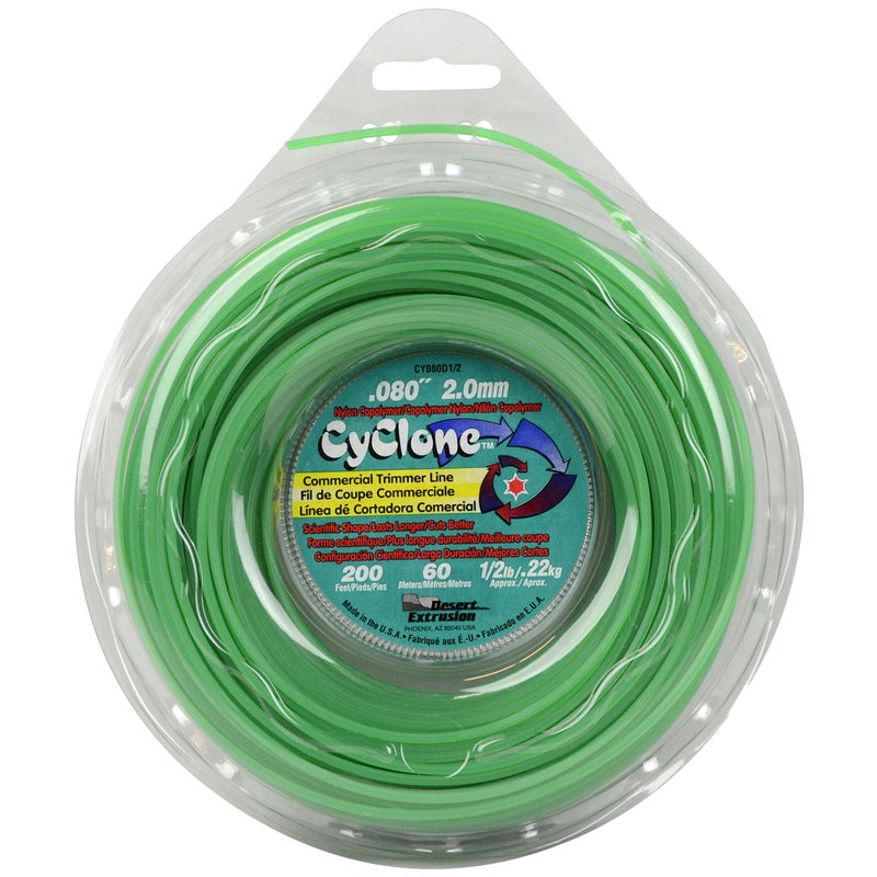 Cyclone Desert Extrusion Cyclone CY080D1/2 .080" x 200' Commercial Trimmer Line Green - Made in USA - Image 3