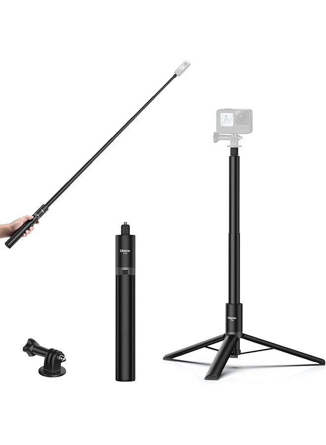 ULANZI TT52 59in Invisible Selfie Stick Tripod, Extendable Pole Selfie Stick Handle Grip Compatible with DJI OSMO 360/OSMO Pocket 3/Insta 360 x5 x4 x3 w Adapter for G-O P-RO Hero 13 12 11 10 9 8 7 6 - Image 1