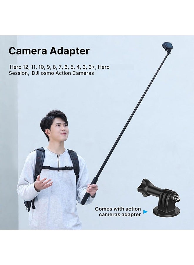 ULANZI TT52 59in Invisible Selfie Stick Tripod, Extendable Pole Selfie Stick Handle Grip Compatible with DJI OSMO 360/OSMO Pocket 3/Insta 360 x5 x4 x3 w Adapter for G-O P-RO Hero 13 12 11 10 9 8 7 6 - Image 4