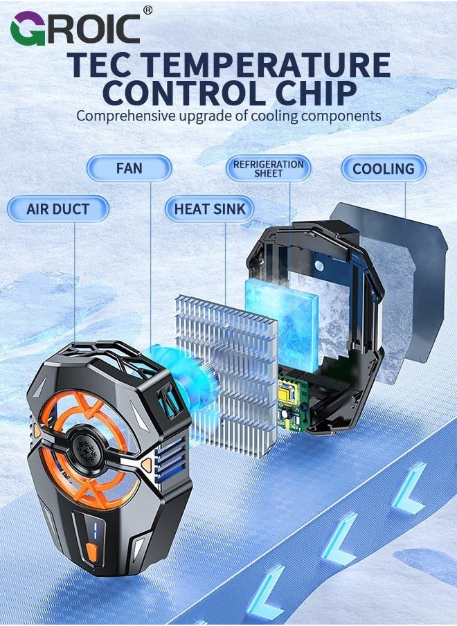 GROIC Portable Fans Phone Cell Cooler Third Gear Adjust Wired Intelligent Heat Sink Accessories For Mobile Mute  - Image 4