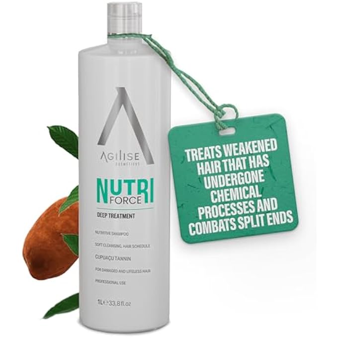 agilise - Nutri Force Shampoo - Professional Hair Care Cosmetics, Deep Nutrition Treatment, Hydration & Strength - Hair Products for Women, Prevents Color Fading - CupuaÃ§u, Omega 3-33.8floz/1L