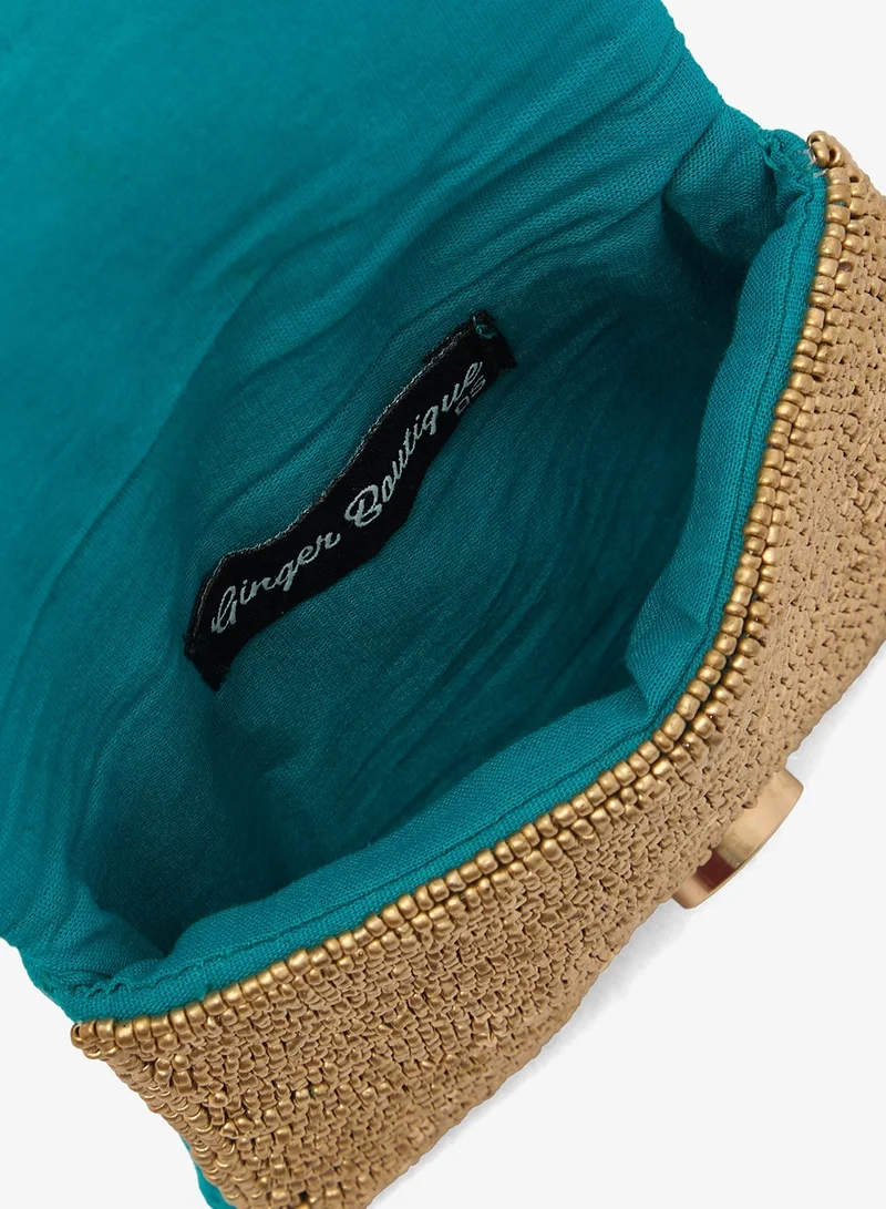 Ginger Boutique Blue Embroidered Beaded Beach Inspired Bag Charm for Women | Best Price UAE
