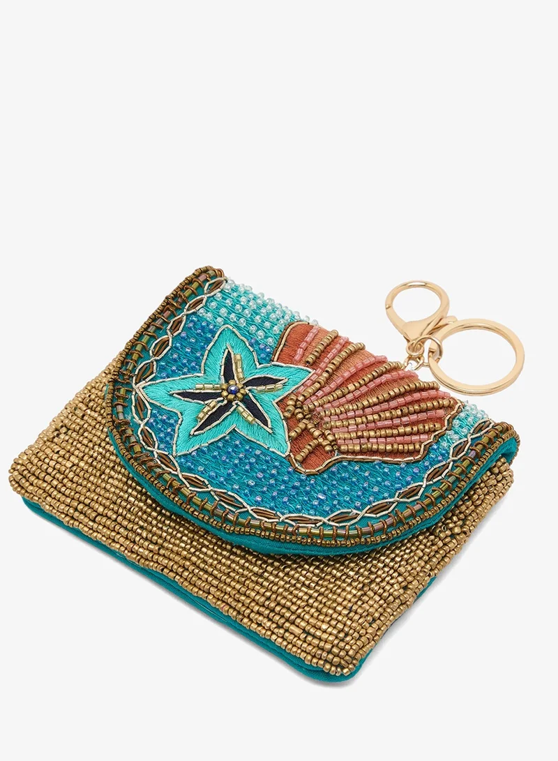 Ginger Boutique Blue Embroidered Beaded Beach Inspired Bag Charm for Women | Best Price UAE