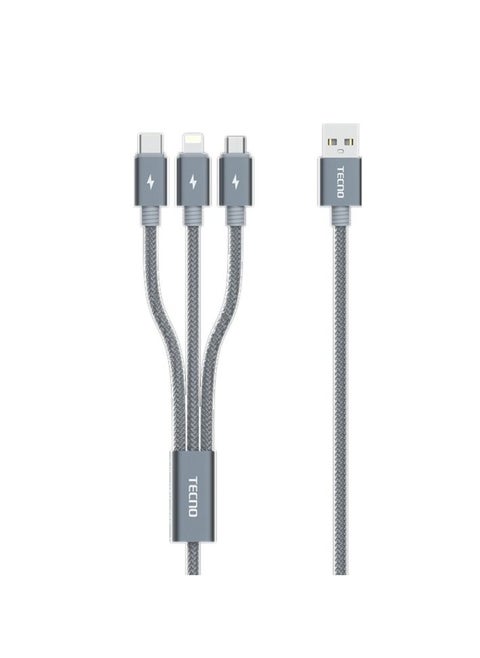 TECNO 3-in-1 Multi Fast Charging Cable ASICEN 3Pack 5Ft 3-in-1 Nylon Braided Fast USB Charger Cord for IP/Type C/Micro USB Port for Phone 13 Pro Max/12/11/Xs/X/8/7/6/se/Samsung