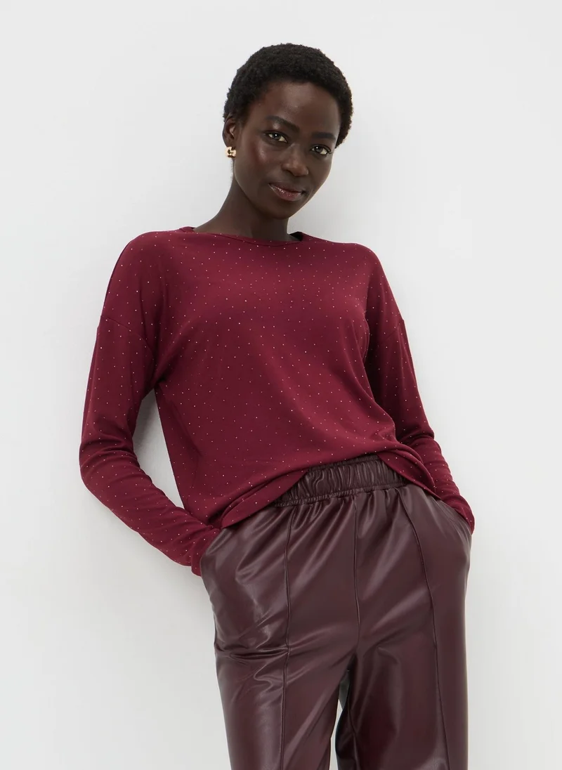 Matalan Burgundy Longline Embellished Top