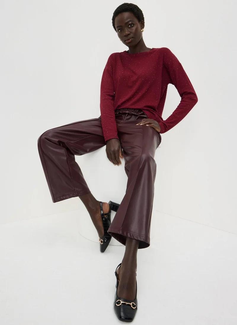 ماتلان Burgundy Longline Embellished Top