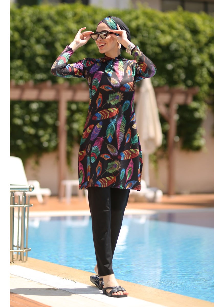 Remsa Mayo Remsa Swimsuit Lira Full Covered Hijab Swimsuit Feather Leaf 2013 Tugba  - Image 4